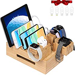 bamboo charging station organizer