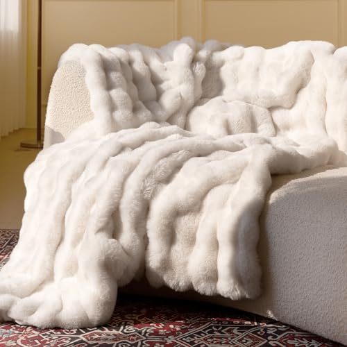 blunique Faux Fur Throw Blanket
