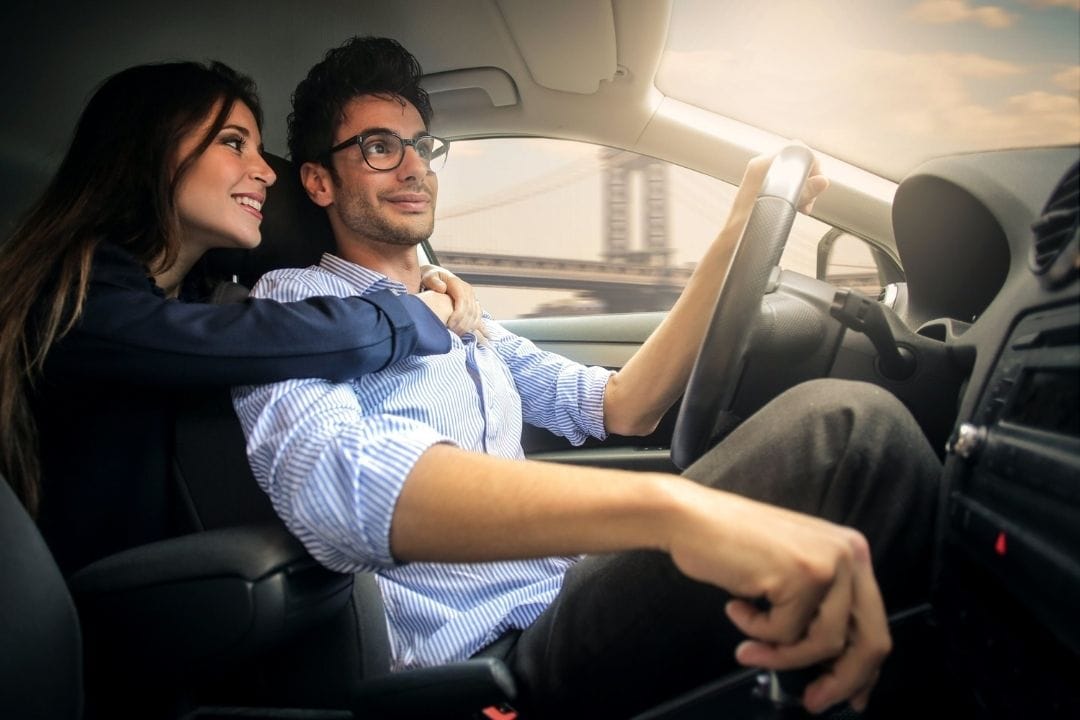 boyfriend and girlfriend in a car