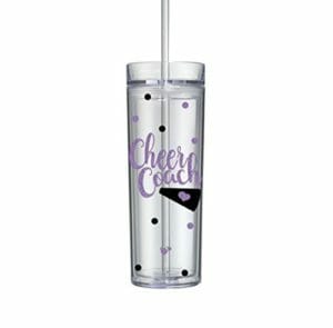 water bottle with cheer coach written on it
