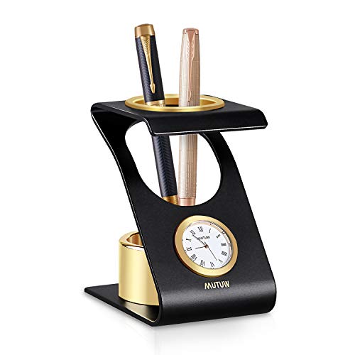 clock pen pencil holder