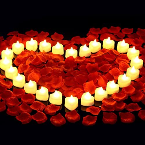 Cridoz Rose Petals & LED Tea Lights Set