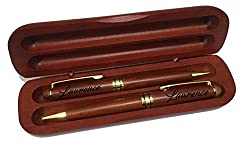 engraved rosewood pen and pencil gift set