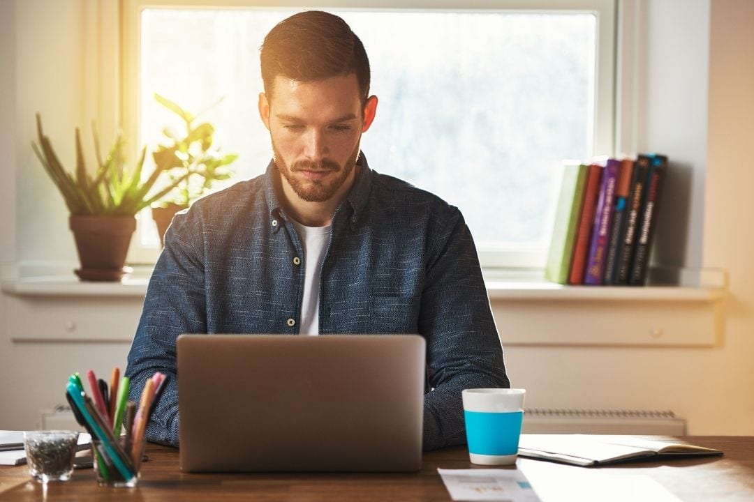 entrepreneur working on his laptop