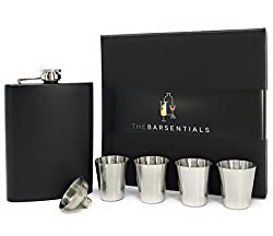 hip flask and shot glasses