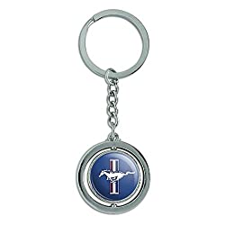 mustang logo round metal keychain