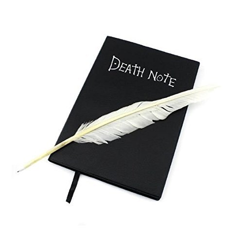notebook with feather pen