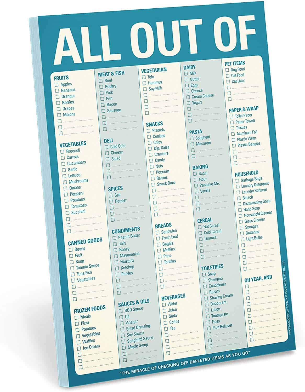 grocery list with checkboxes