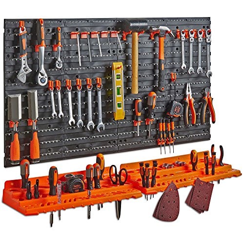 pegboard and shelf tool organizer