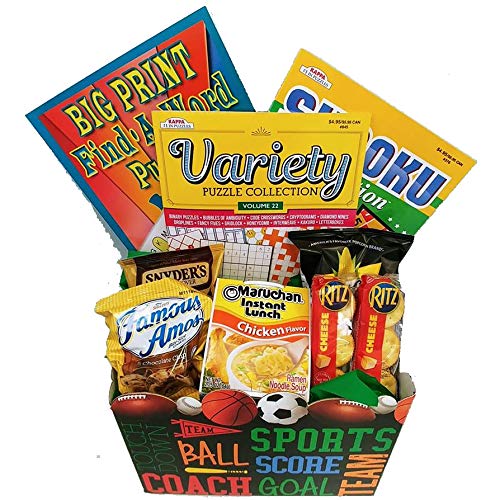 puzzle books and snacks