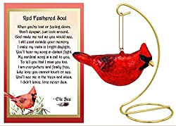 red cardinal ornament with poem card