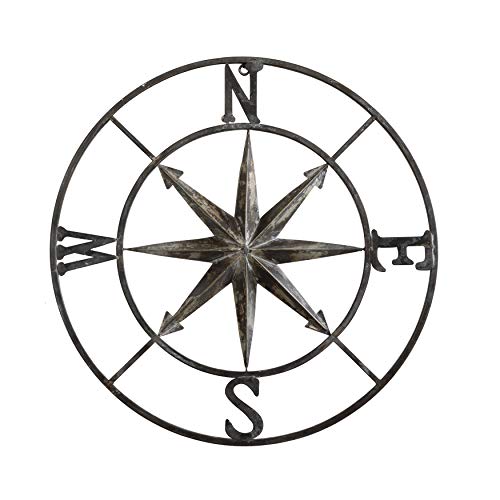 round metal compass wall decor