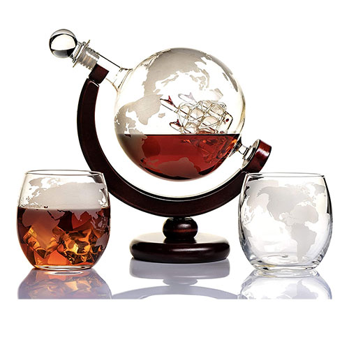 whisky globe decanter set